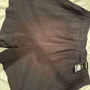 Express Black Elastic-Waist Linen-Blend Shorts